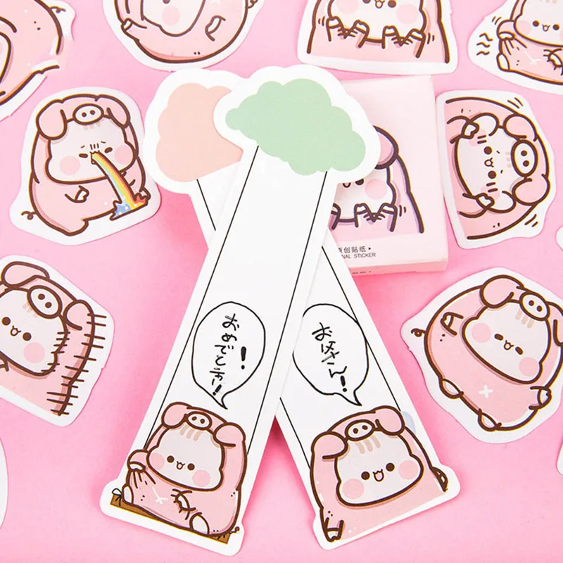 45 шт Kawaii Pig наклейки милые канцелярские Розовые Бумажные Клейкие для детей DIY