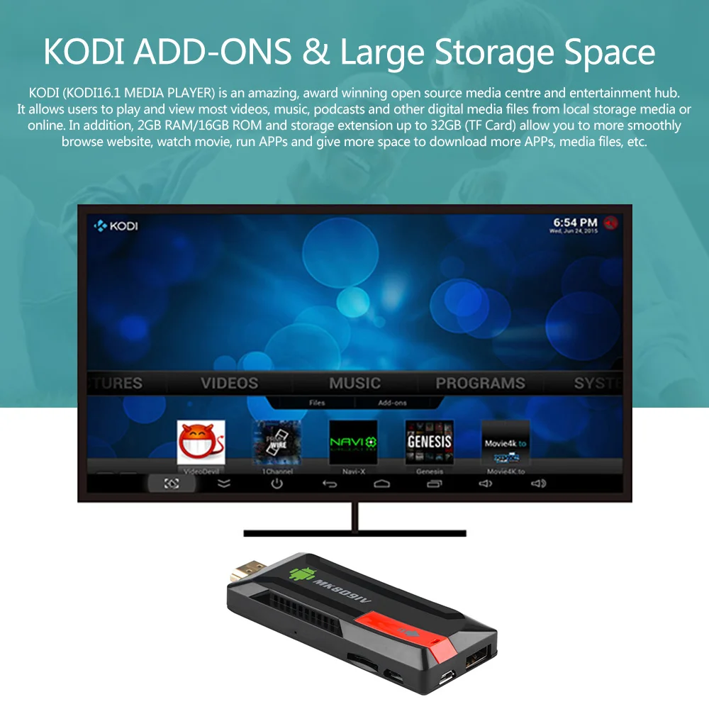 Docooler MK809 IV Android 7 1 TV Dongle RK3229 четырехъядерный ТВ приставка 2G/8G UHD 4K HD 3D мини ПК H.265 WiFi