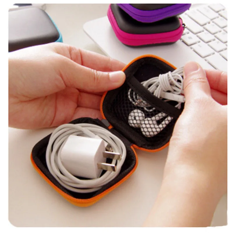 80*80*30mm Square EVA Earphone Holder Case Mini Zipper Headset Bluetooth Earbuds Memory Card USB Cable Storage Bag Box | Дом и сад