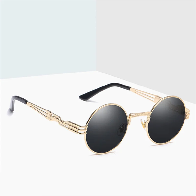 YOOSKE стимпанк Солнцезащитные очки для мужчин с металлической обмоткой круглые