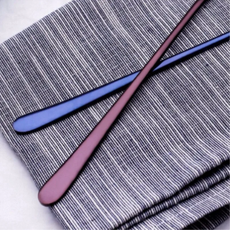 New Soup Spoons 2PCS 304 Stainless Steel Colored Long Handle Kitchen Spoon Household Stirring Tea Tableware For Dinner | Дом и сад