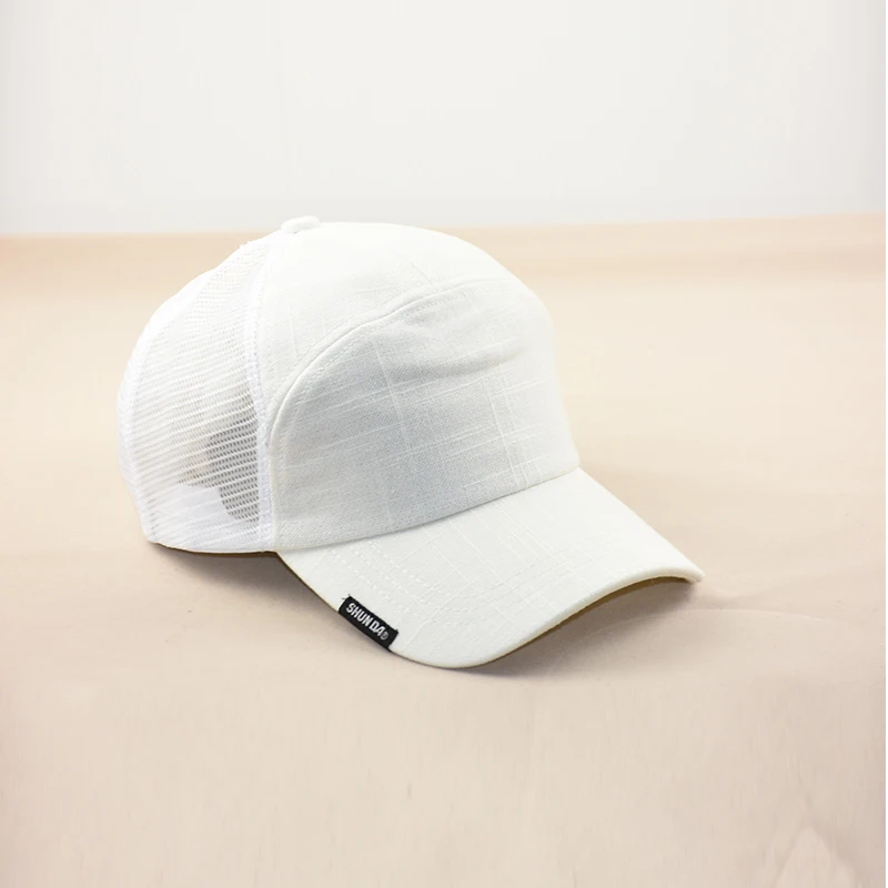 Мужские летние льняные шапки Мужская сетчатая шляпа от солнца с большой головкой