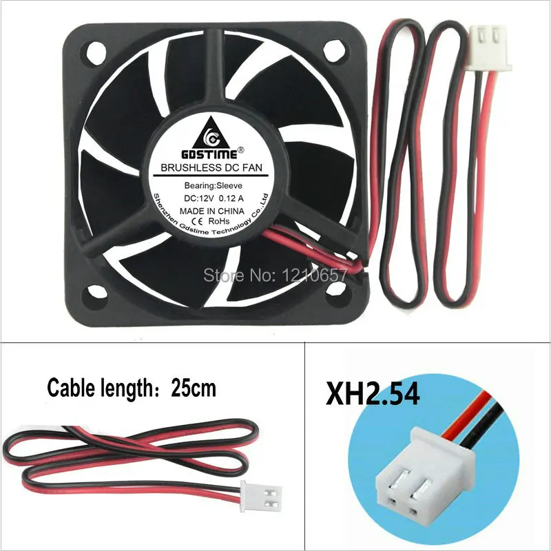 Gdstime бесщеточный кулер 10 шт. в партии 50 мм 50x50x20 DC 2Pin 12V вентилятор радиатора