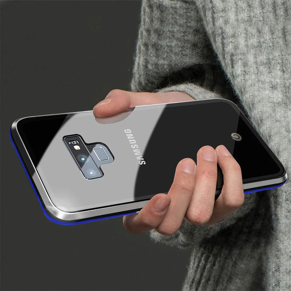 360 магнитных адсорбционных чехлов для Samsung S9 закаленное стекло задняя Магнитная