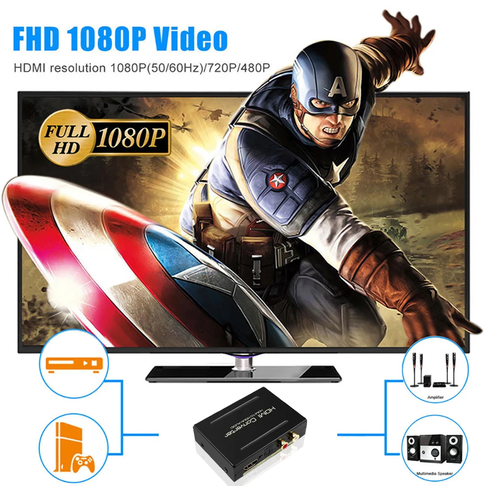 Новинка 1080P HDMI преобразователь аудио сплиттер в SPDIF RCA L/R видео экстрактор