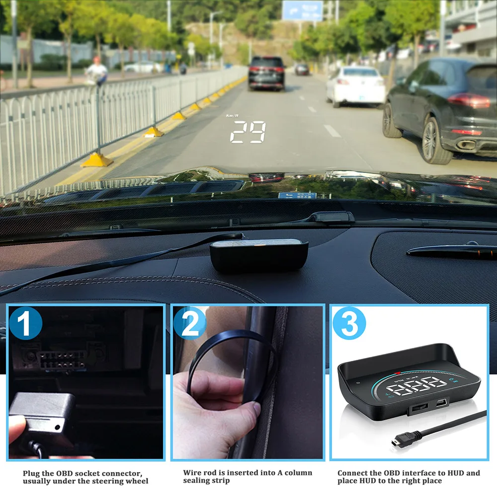 Car HUD Head Up Display OBD2 OBDII Over Speed Warning System Projector Windshield Auto Electronic Voltage Alarm | Автомобили и