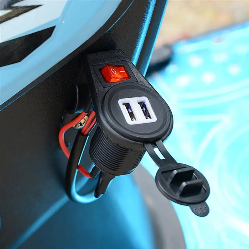 Автомобильный мотоцикл 12-24V прикуриватель двойной USB зарядное устройство с