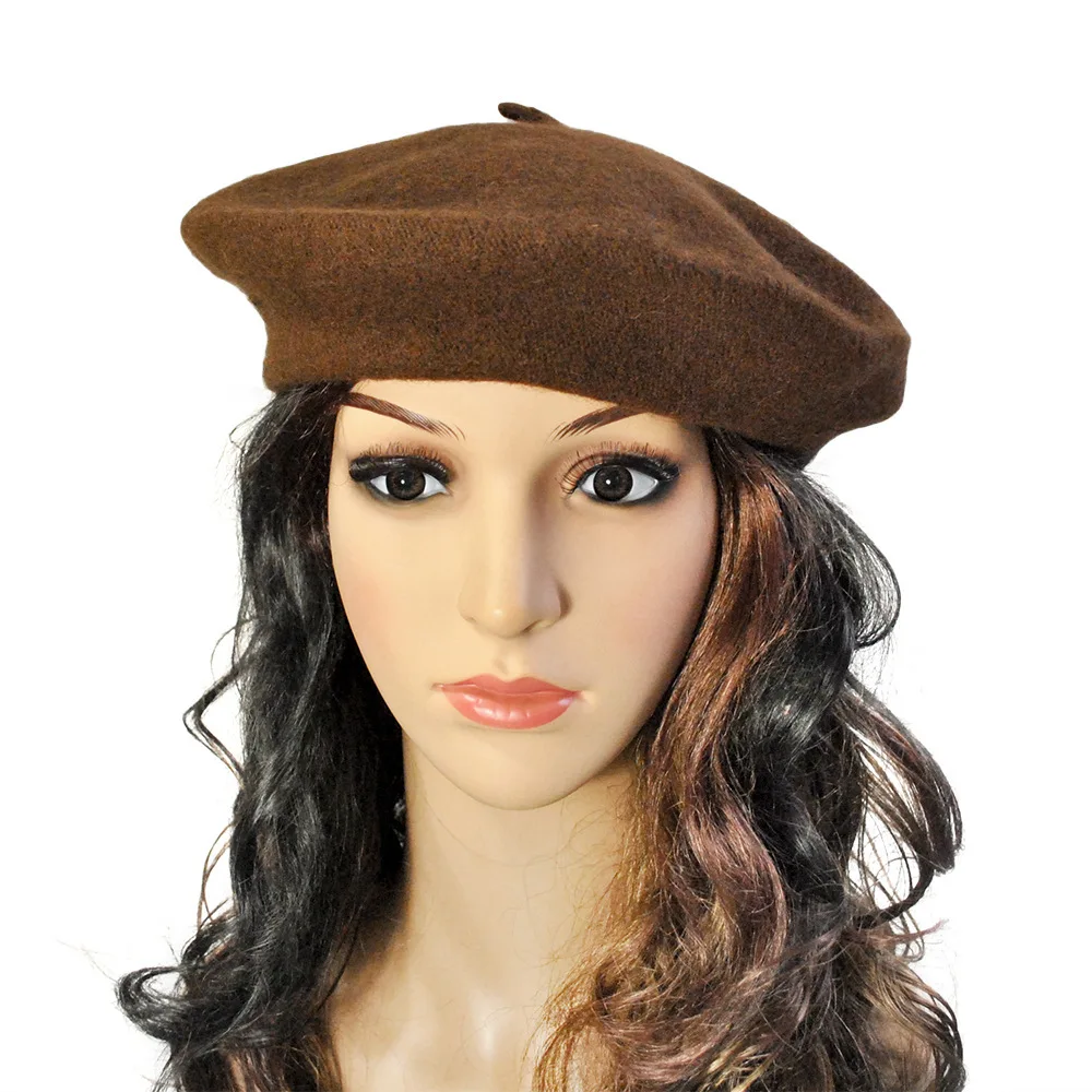 

Wool Beret Hat French Beret Wool Solid Color Women Beanie Cap Hat
