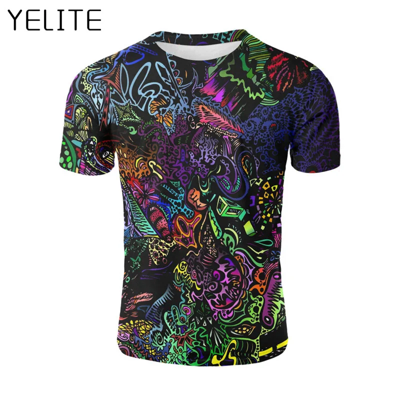 YELITE 2019 футболка с объемным рисунком короткими рукавами и принтом Мужская