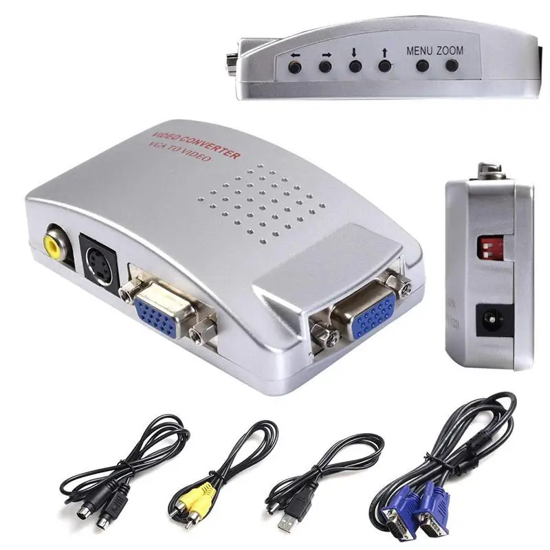 VGA в AV TV RCA композитный конвертер адаптер s-видео коробка для ПК ноутбука Windows Mac (ПК