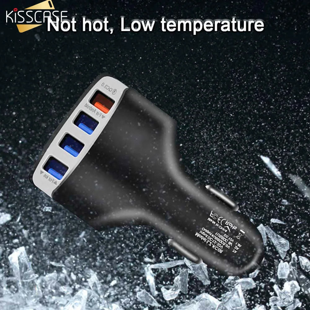 Автомобильное зарядное устройство KISSCASE QC 3 0 с быстрой зарядкой USB для iPhone X 8 7 Type C