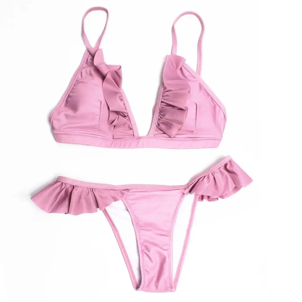 2 шт Для женщин Мода оборками с v образным вырезом топ Бюстгальтер пикантные