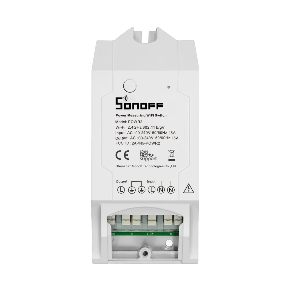 Умный Wifi переключатель SONOFF POW R2 с реальным измерением энергопотребления 16А/3500 Вт