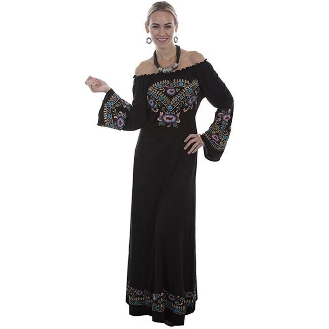 Скалли HC332 BLK XXL Женские Длинные платье с вышивкой черный-2XL | Женская одежда
