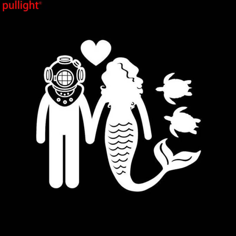 19CM*17.6CM Sailors Mermaid Car Stickers Diving Diver Sea Ocean vinyl decal stickers Cute Fashion Funny | Автомобили и мотоциклы