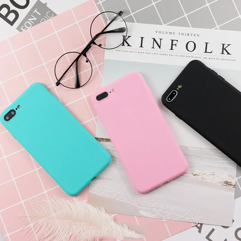 Мягкий чехол KISSCASE из ТПУ для iPhone 7 8 6s Plus простой однотонный силиконовый 5S XS X