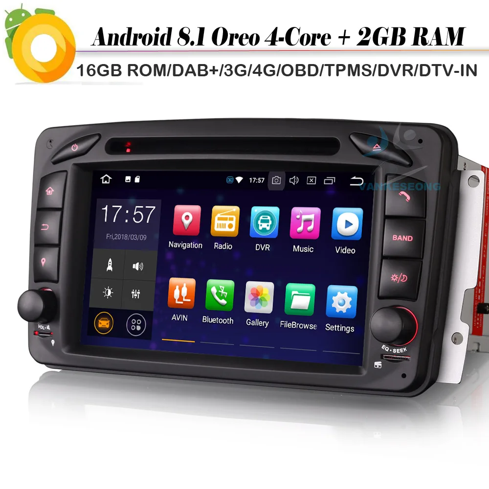 Android 8 1 Авторадио DAB + четырехъядерный WiFi 4G Радио DVD Автомобильный GPS навигационный