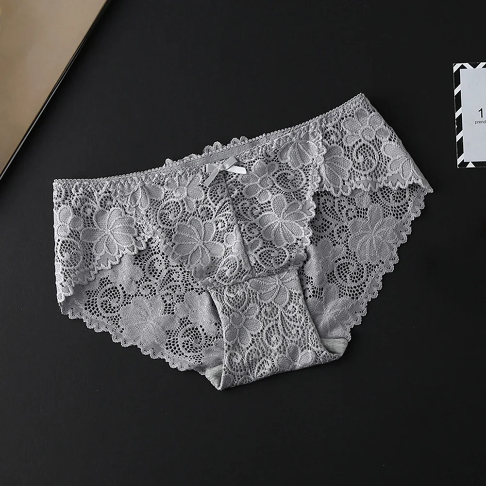 Women Sexy Elastic Floral Low Rise Lace Panties Charming Skinny Underwear Lingerie Soft Transparent Hollowed Out Lady Brief | Женская