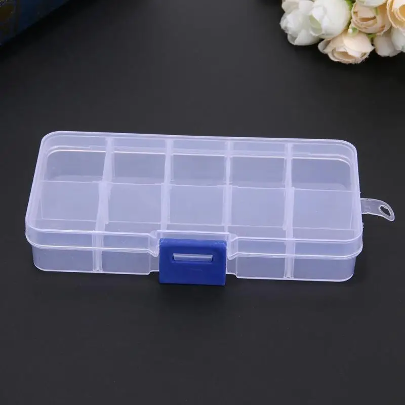 10 Compartments Transparent Empty Storage Box Plastic Jewelry Beads Earring Nail Art Decorations Rhinestone Organizer Case | Красота и