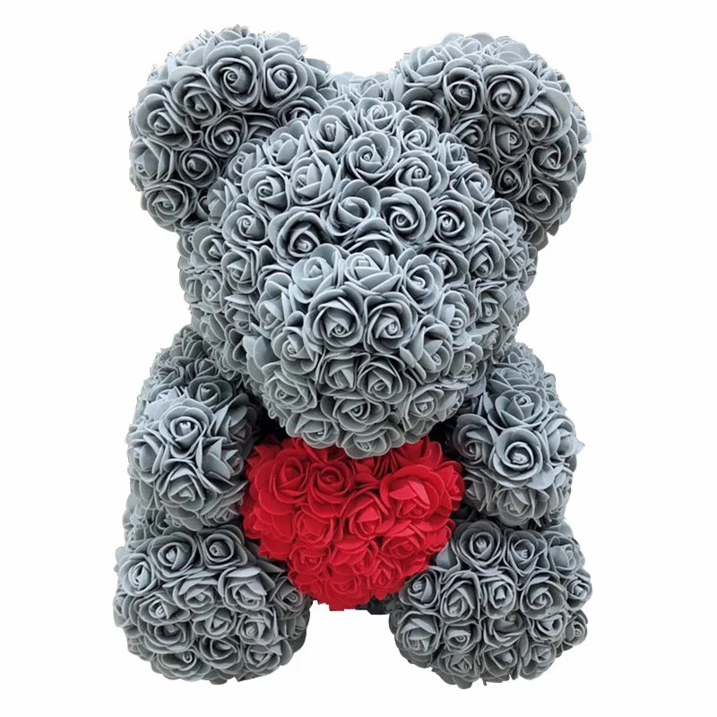 Love Heart Teddy Bear Artificial Flowers Soap Rose Flower Christmas Gifts For Women Valentine'S Day Gift Sky | Дом и сад