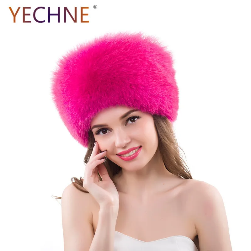 YECHNE Мужская и женская шапка унисекс из натурального меха енота/лисы с хвостами