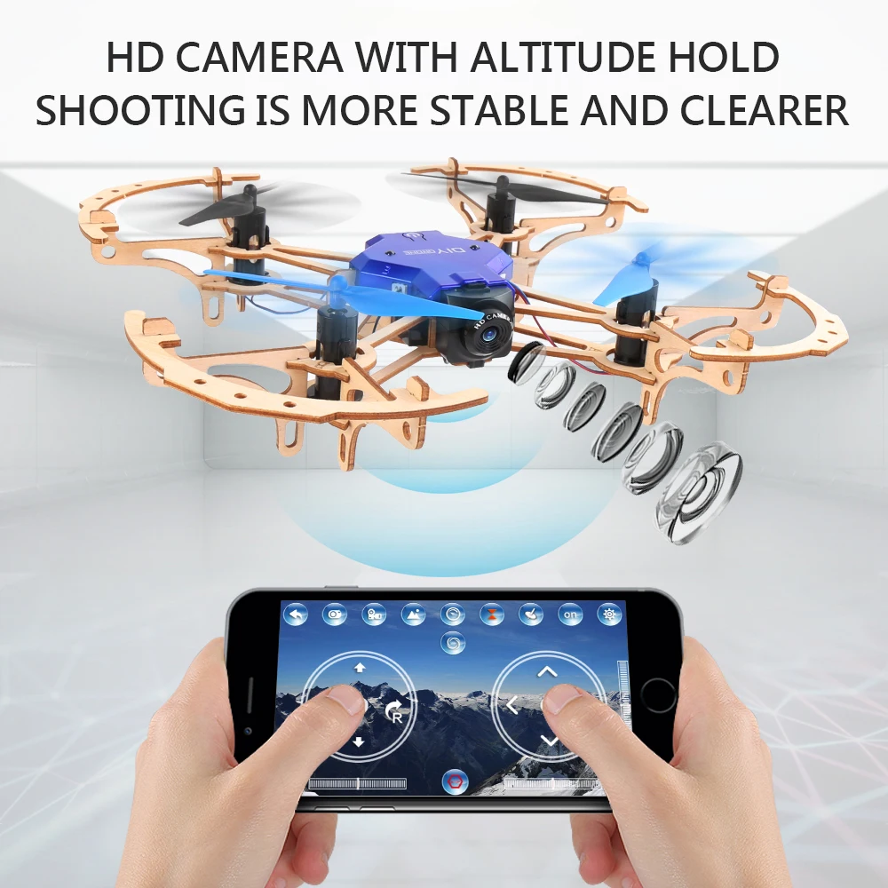 Деревянный Дрон ZL100 с камерой 720P Wi Fi FPV демонстрация высоты бесголовый режим