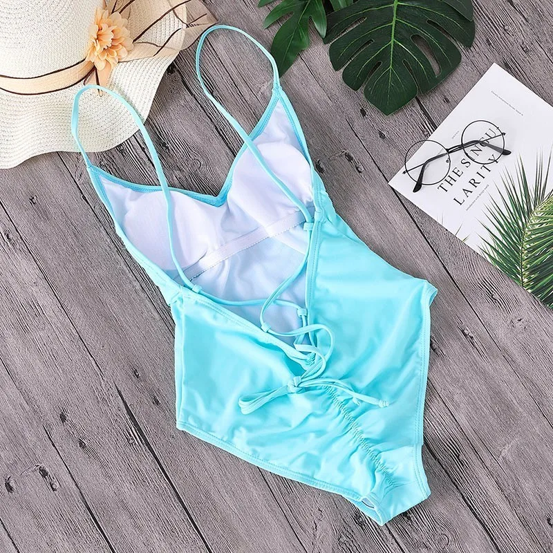 Lefeel 2019 Новый стиль Женская пляжная одежда Цельный купальник с вырезом на спине