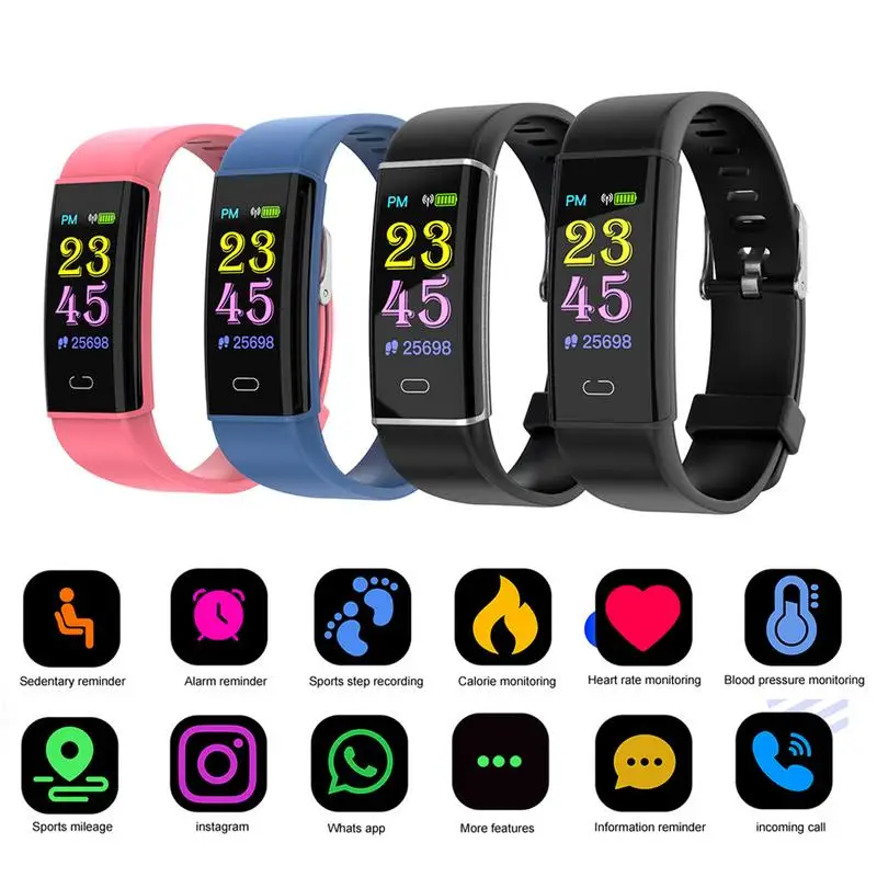 D12 Цвет Экран умный Браслет IP67 Водонепроницаемый браслет Heart Rate крови Давление