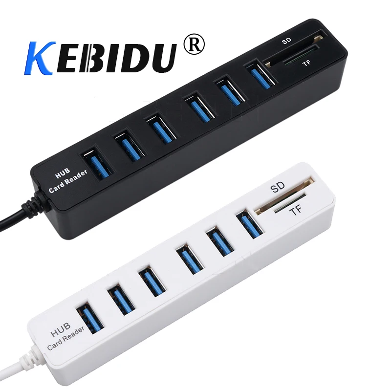 Разветвитель Kebidu для ПК 6/3 портов универсальный USB 480 кардридер Micro SD/TF Мбит/с