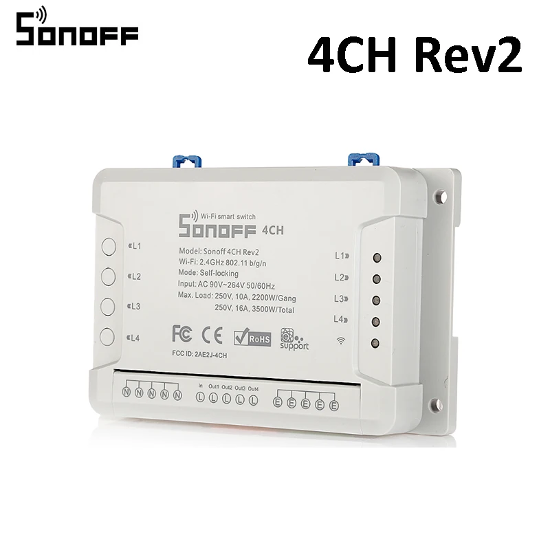 SONOFF 4CH беспроводной WiFi смарт переключатель Rev2 4 канальный универсальный