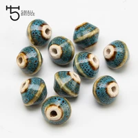1513mm flower glaze porcelain ceramic beads for jewelry making decorative diy bicone pattern beading wholesale u802