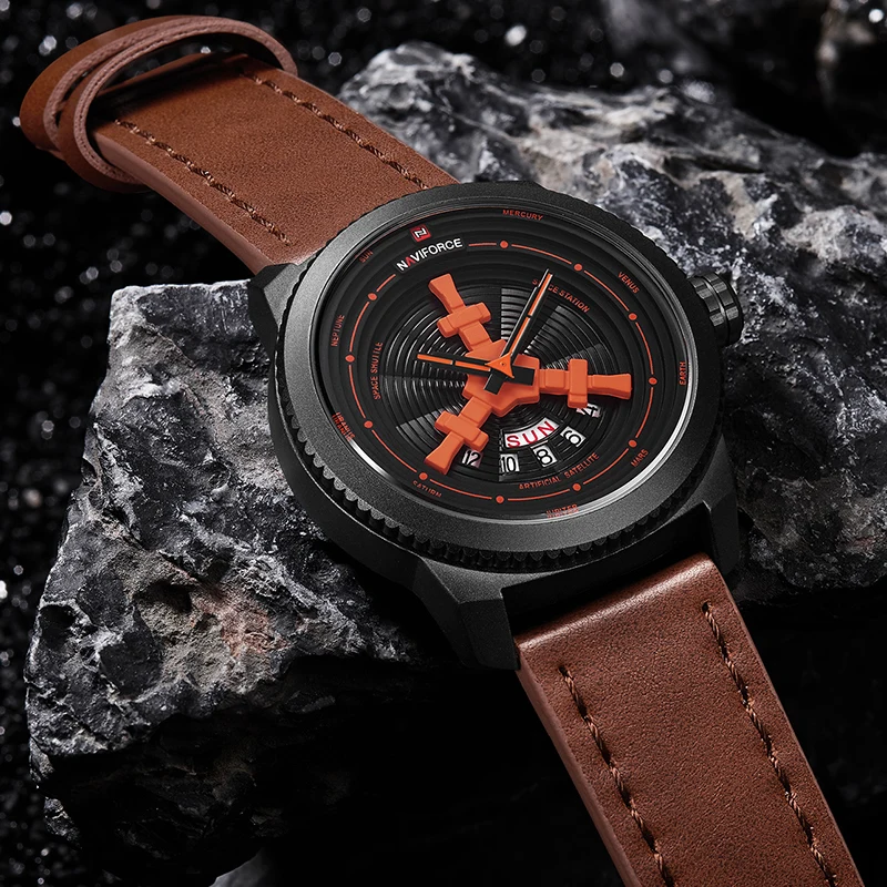 NAVIFORCE Men Quartz Sports Watches Waterproof Fashion Military Leather Wristwatches Date For Male Clock Day Relogio Masculino | Наручные