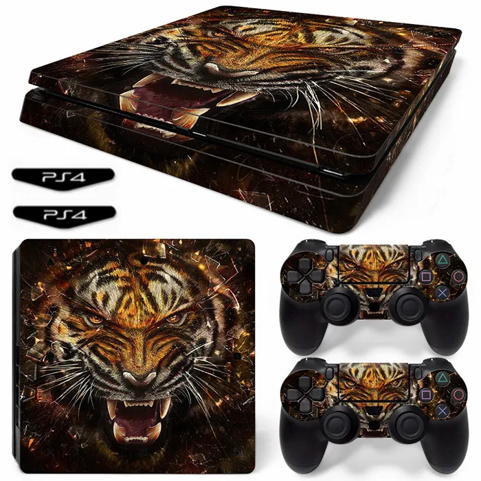 Тонкая наклейка Tiger для Ps4 Виниловая консоли PS4 Slim и 2 контроллеров | Электроника