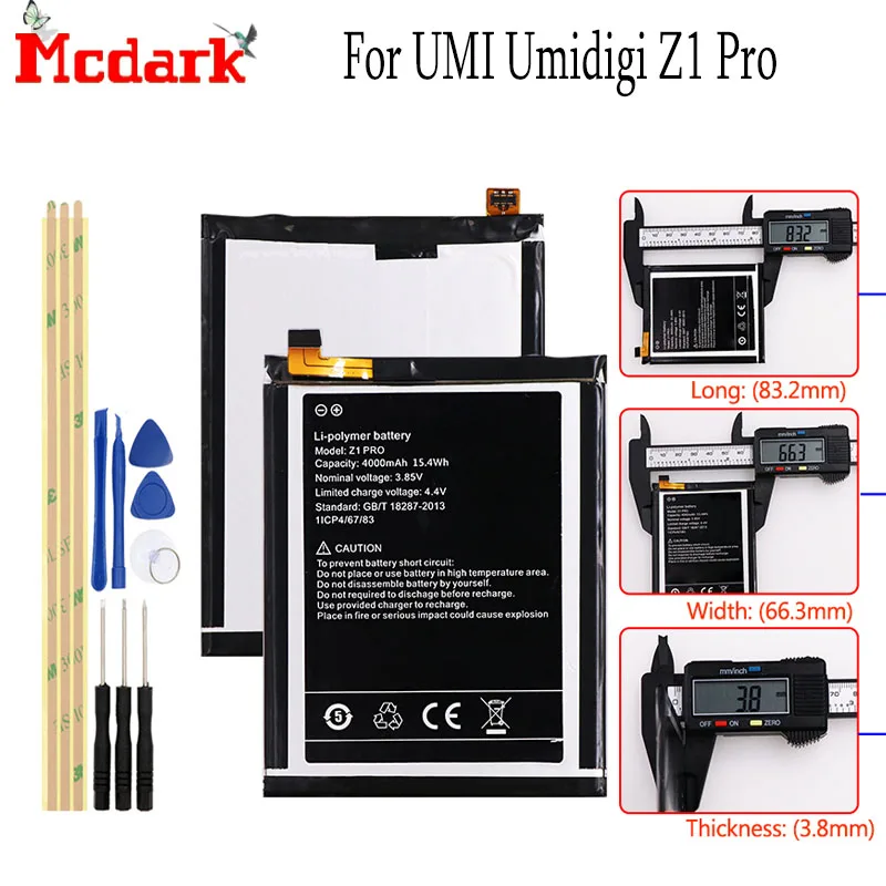 Mcdark для UMI Umidigi Z1 Pro запасная батарея большой емкости 4000 мАч резервная Телефон с