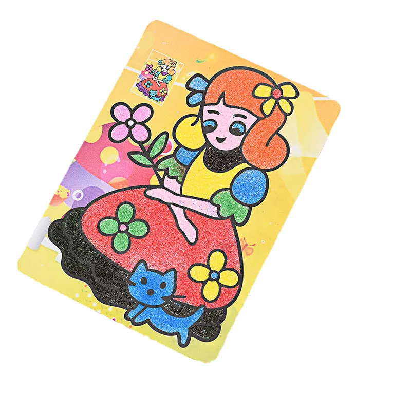 

2PCS 28x21cm DIY Manual King Size Color Handwork Sand Painting Picture With 9 Colour Sand Colorful Bottom Drawing Paint By Hand