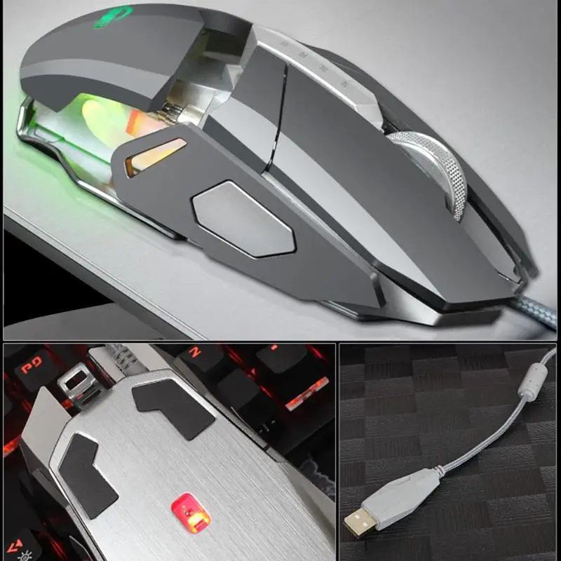 Professional LED Mouse USB Wired RGB Backlight One Key Switch 4000DPI Adjustable 9 Buttons Gaming Mice For Pro Gamer | Компьютеры и