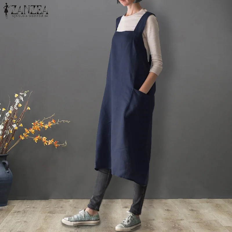 Весна ZANZEA мода 2019 г. хлопок белье свободные вечерние партии Vestido Лето для женщин