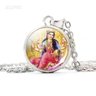 Ожерелье с кулоном в виде стеклянного купола кришны и радхи, статуэтка Шива, ожерелье, модные религиозные украшения для йоги для мужчин и женщин
