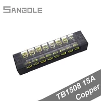terminal blocks copper tb 1508 connection 15a 8 position fixed type dual row with protection cover screws 10pcs