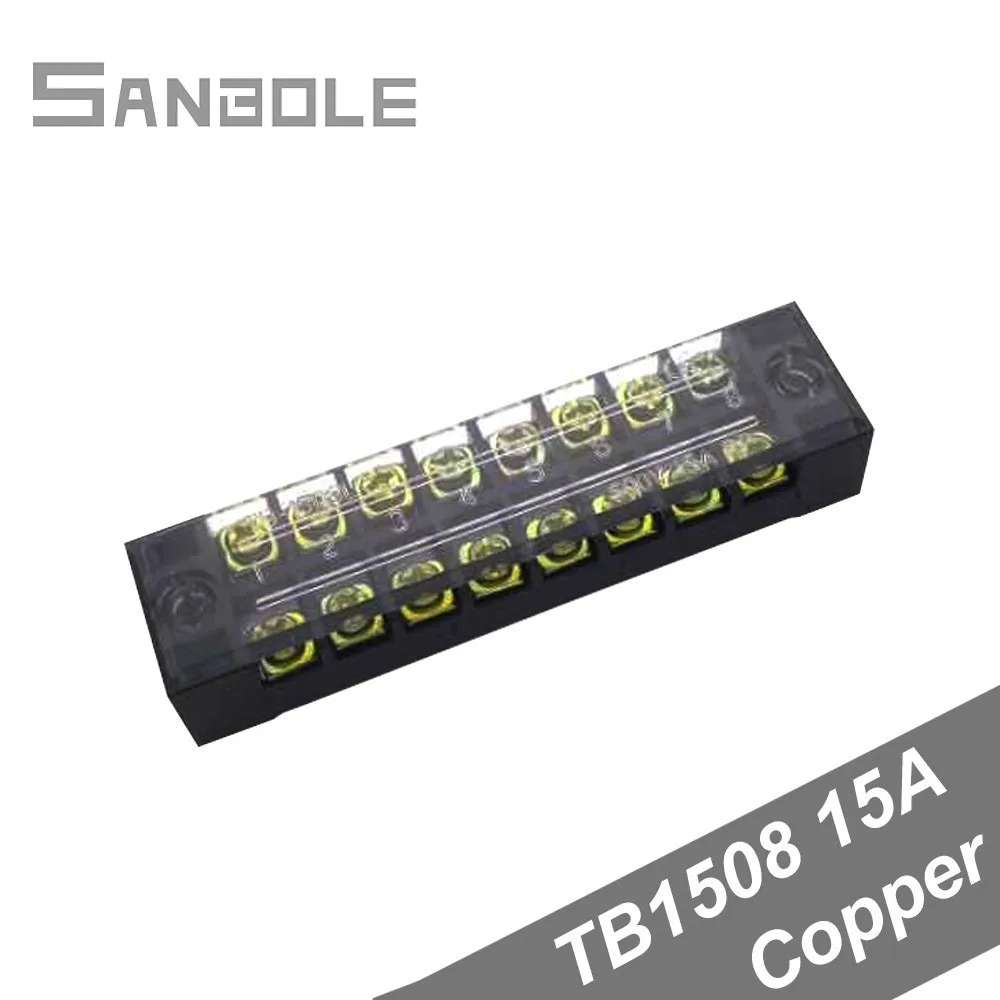 Клеммные колодки медные TB 1508 подключение 15А/8 позиций фиксированного типа