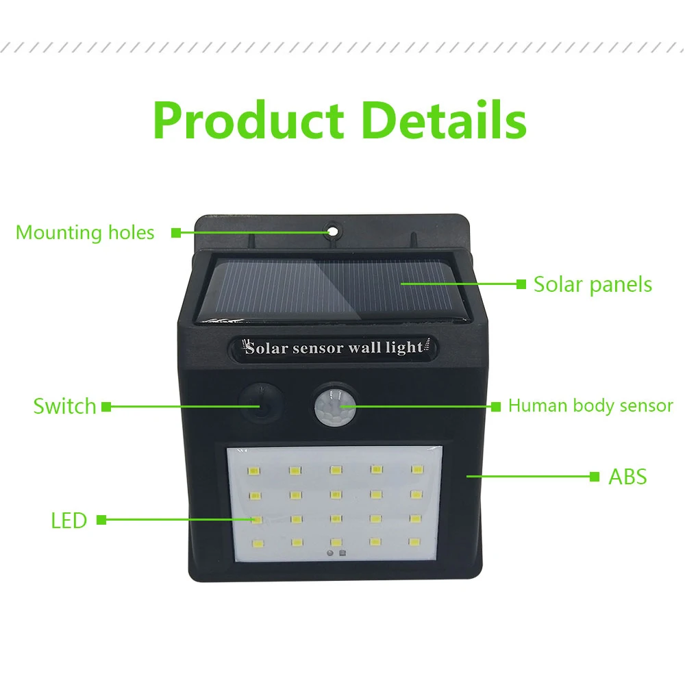 4 шт. солнечная панель 20LED Открытый Солнечный сад свет удобный датчик движения