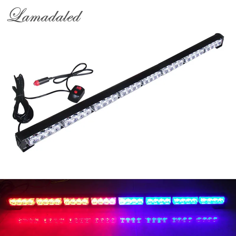 

86cm Police led light emergency hazard strobe lights bar led car grille blinking warning lamp safety stroboscope amber red blue