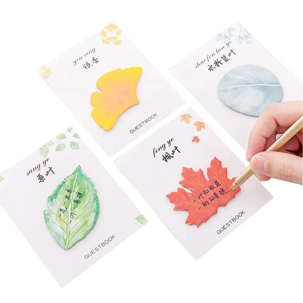 

2pcs Kawaii Novelty Leaf Memo Pad Sticky Note Paper Sticker Message Card Stationery Adhesive Sticker Office School Supplies