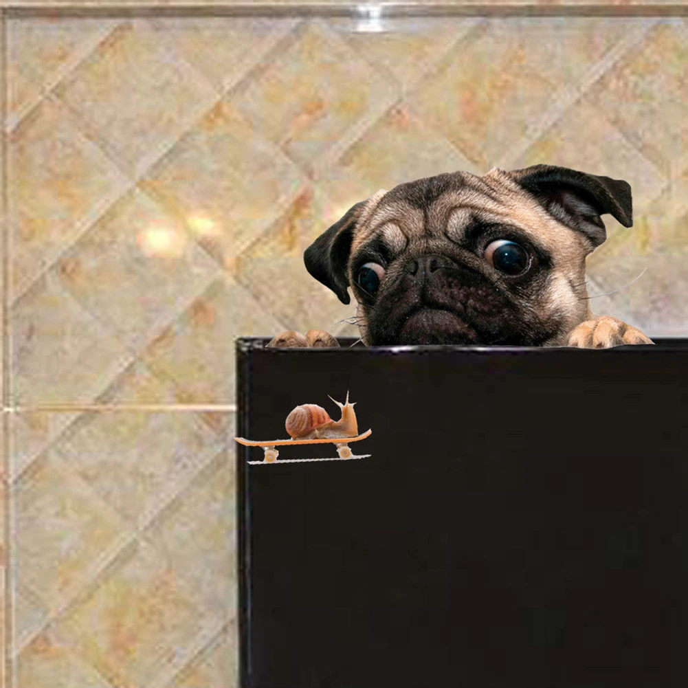 Наклейки для домашних животных Улитка часы 3D милый автомобиль забавные окна