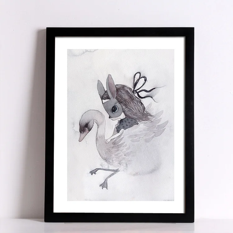 Новый стиль акварельный кролик в нордическом стиле семейная детская комната