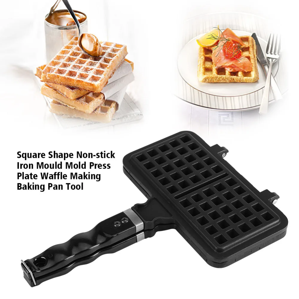 

TOPINCN 1Pc Non-stick Waffle Mold Makers Rectangle Shape Baking Pan Waffle Making Tool Press Plate Kitchen Coating Metal Housing