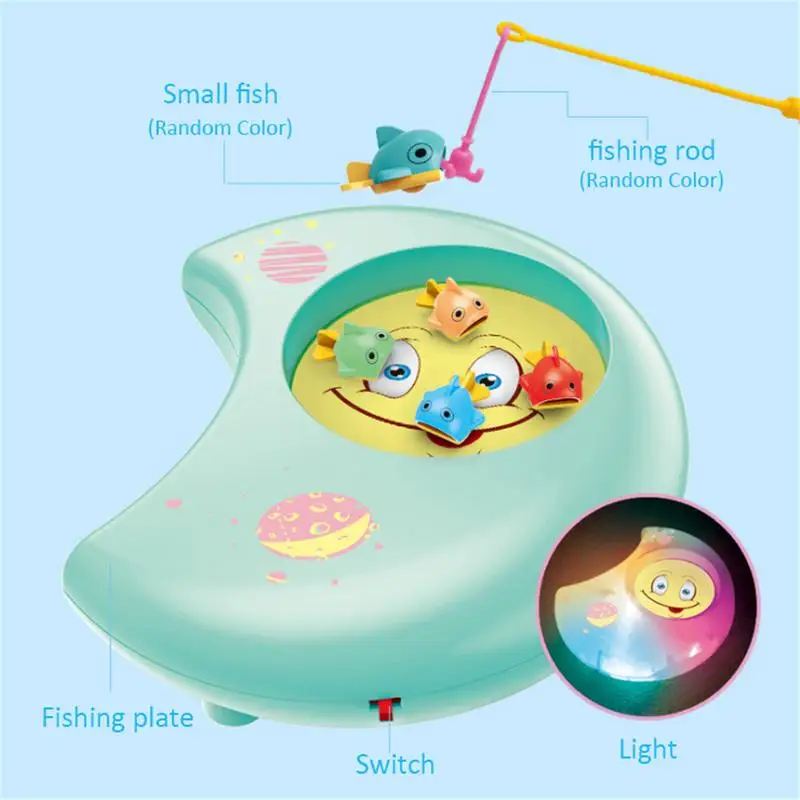 Children's Fishing Toy 7Pcs Rod Electric Moon Music Light Puzzle Early Education Toys For Baby Gifts | Игрушки и хобби