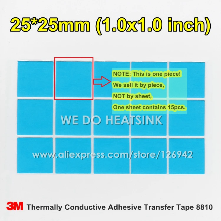 100 шт. термопроводящая клейкая лента 3M 8810 25x25 мм|thermal conductive|thermally conductive adhesiveconductive pads
