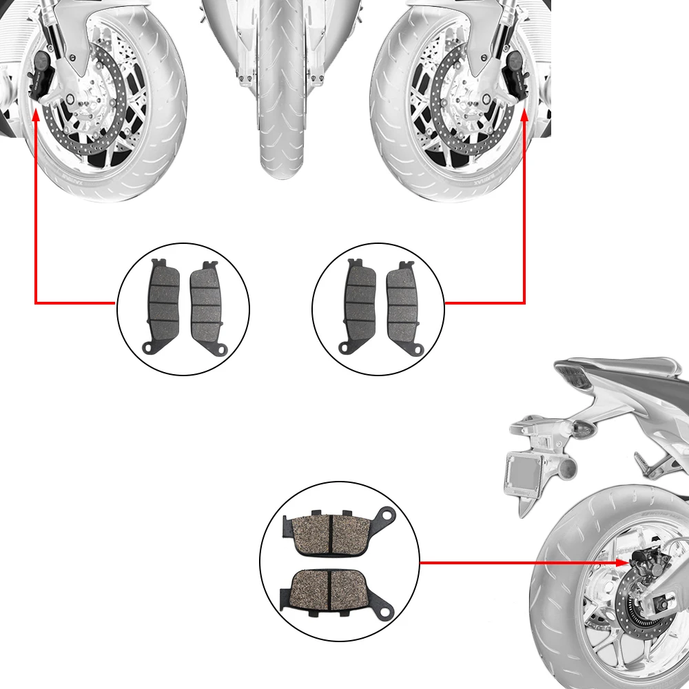 

ZS Racing 2 Pairs Semi-Metal Motorcycle Front Brake Pads and Rear Brake Pads Set for Honda CTX700 2014 2015 Disc Brake System