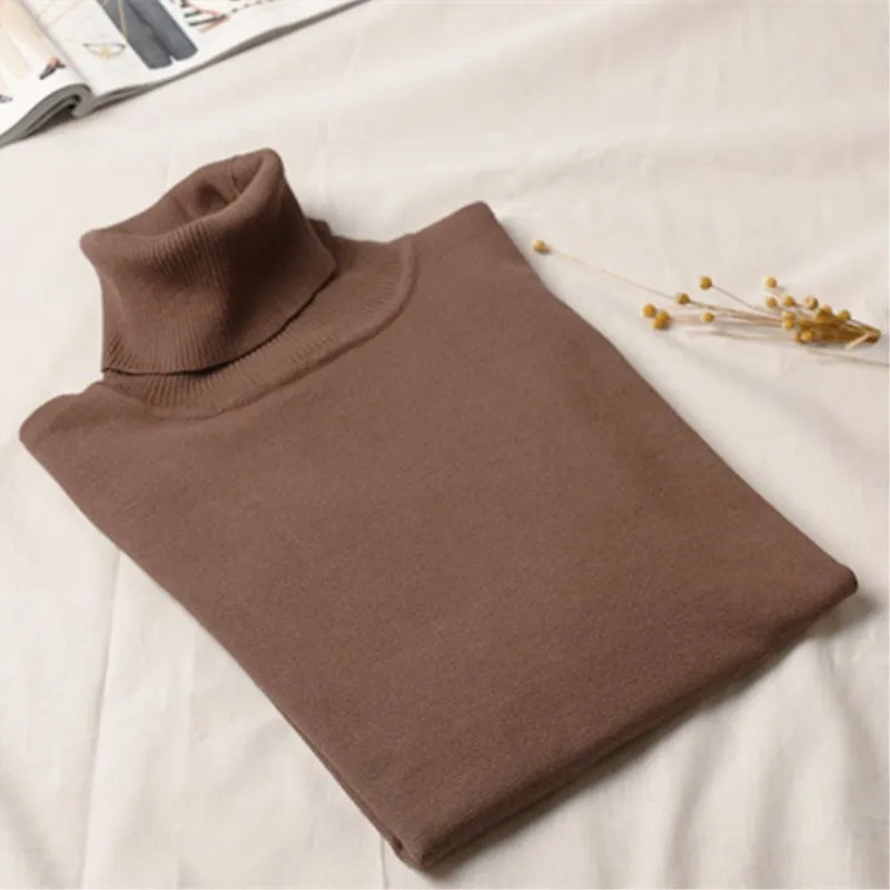 2019 Women Solid Color Sweaters And Pullovers Pink Turtleneck Long Sleeve Winter Tops Casual Knitted Harajuku Slim Sweater | Женская